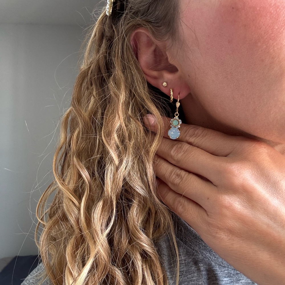 Gold and Blue Dangle Earrings